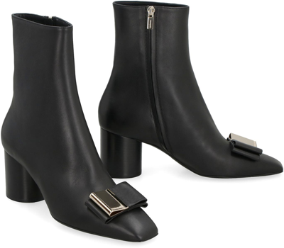 Shop Ferragamo Leonia Leather Ankle Boots In Black