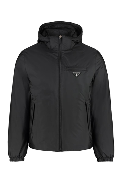 Shop Prada Techno Fabric Padded Jacket In Black