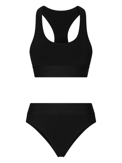 Shop Dolce & Gabbana Stretch-design Bikini Set In Black