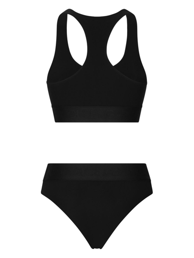 Dolce & Gabbana Stretch-design Bikini Set In Black