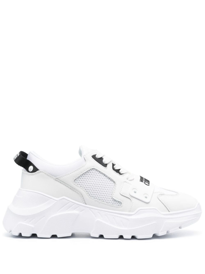 Shop Versace Jeans Couture Panelled Leather Low-top Sneakers In White