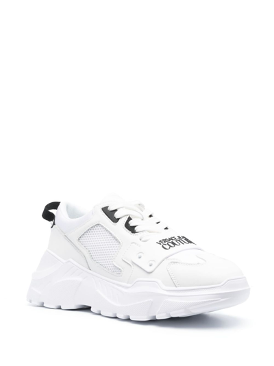 Shop Versace Jeans Couture Panelled Leather Low-top Sneakers In White