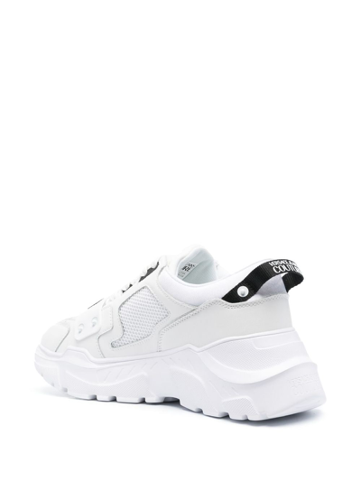 Shop Versace Jeans Couture Panelled Leather Low-top Sneakers In White