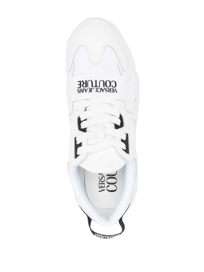 Shop Versace Jeans Couture Panelled Leather Low-top Sneakers In White