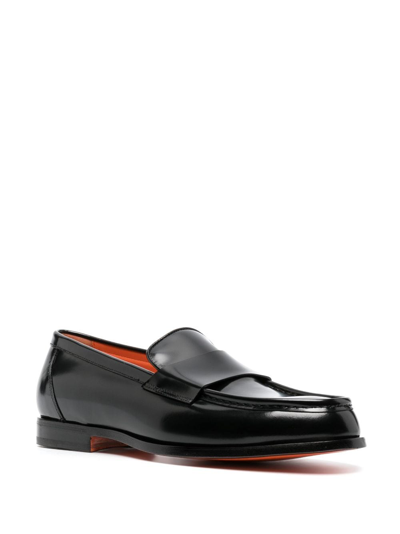 Shop Santoni Laife Leather Loafers In Black