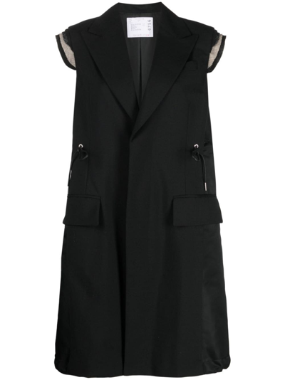 Shop Sacai Panelled Wool-blend Jacket In Black