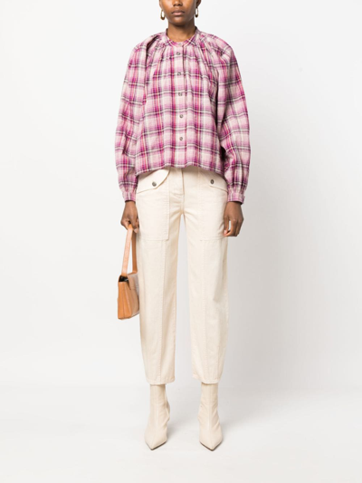 Shop Marant Etoile Blandine Checked Cotton-blend Shirt In Pink