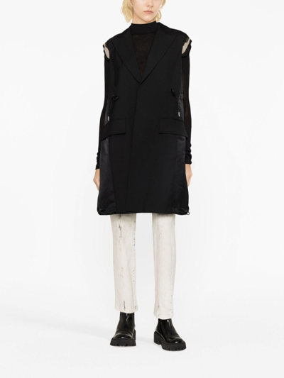 Shop Sacai Panelled Wool-blend Jacket In Black