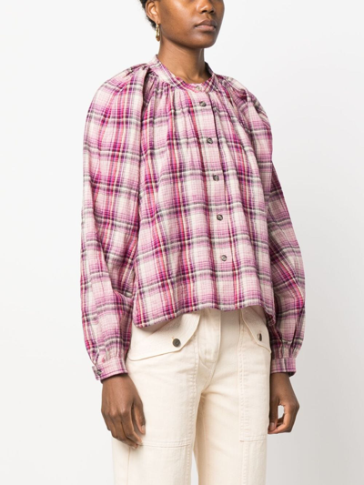 Shop Marant Etoile Blandine Checked Cotton-blend Shirt In Pink