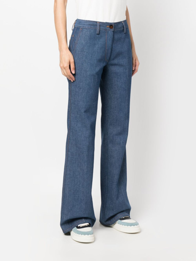 Forte Forte Mid-rise Cotton Flared Jeans In Blue