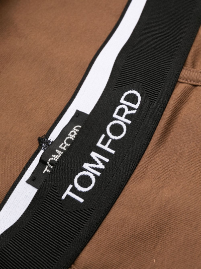 Shop Tom Ford Logo-waistband Stretch-cotton Boxers In Brown