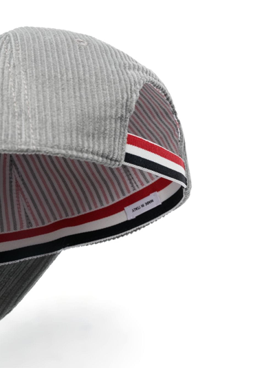 Shop Thom Browne Logo-embroidered Cotton Cap In Grey