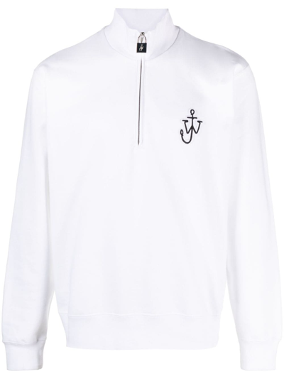 Shop Jw Anderson Logo-embroidered Cotton Sweatshirt In White