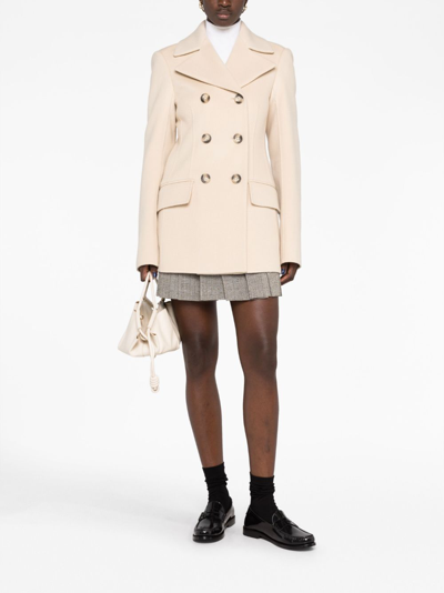 Sportmax Double-breasted Virgin-wool Coat In Neutrals