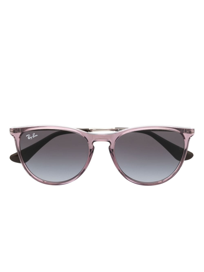 Shop Ray-ban Junior Erika Round-frame Sunglasses In Purple