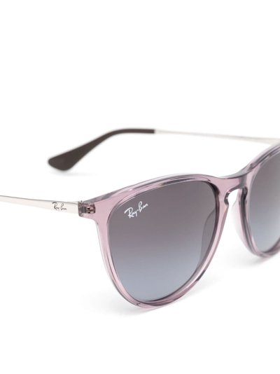 Shop Ray-ban Junior Erika Round-frame Sunglasses In Purple