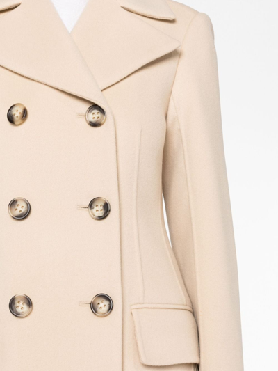 Sportmax Double-breasted Virgin-wool Coat In Neutrals
