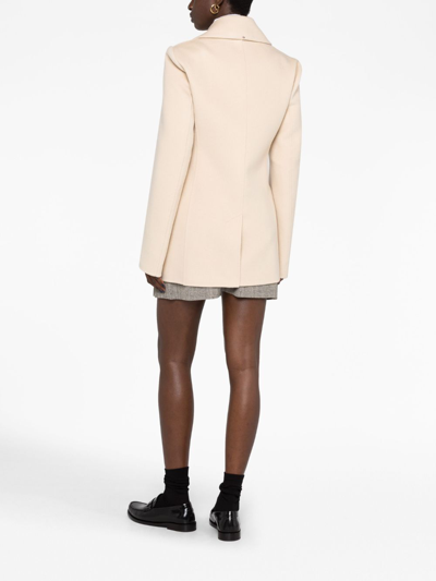 Sportmax Double-breasted Virgin-wool Coat In Neutrals