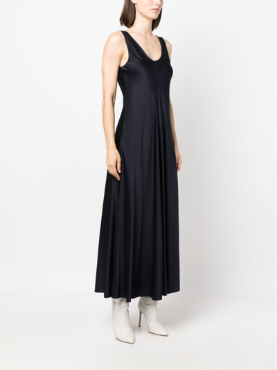 Shop Forte Forte Scoop-neck Sleeveless Pleated Dress In Blue