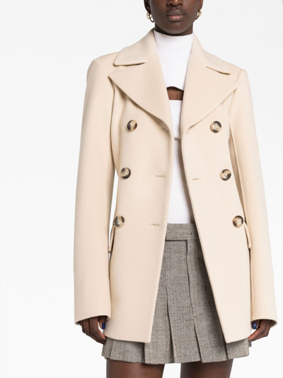 Sportmax Double-breasted Virgin-wool Coat In Neutrals