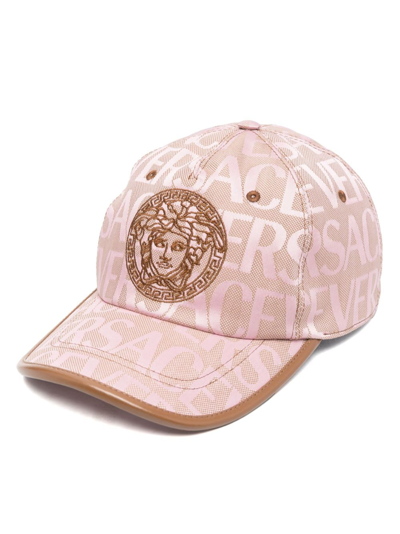 Shop Versace Allover Medusa Baseball Cap In Pink