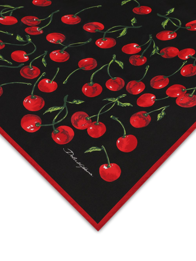 Shop Dolce & Gabbana Cherry-print Silk Scarf In Black