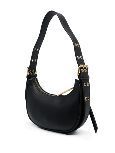 Shop Versace Jeans Couture Logo-lettering Faux-leather Shoulder Bag In Black