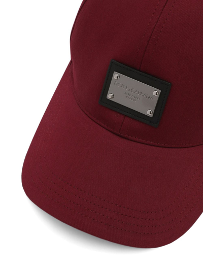 Dolce & Gabbana Cotton Baseball Cap With Logo Tag In Red