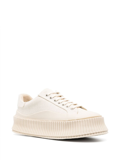 Jil Sander Panelled Low-top Leather Sneakers In Neutrals