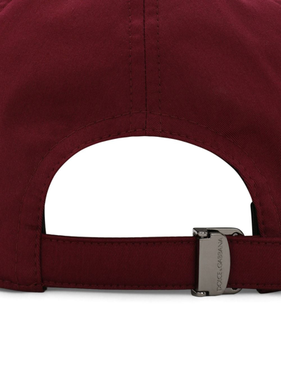 Dolce & Gabbana Cotton Baseball Cap With Logo Tag In Red