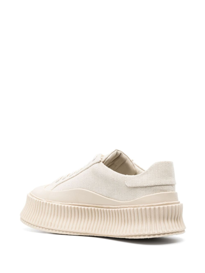 Jil Sander Panelled Low-top Leather Sneakers In Neutrals