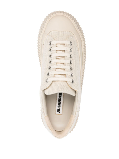 Jil Sander Panelled Low-top Leather Sneakers In Neutrals