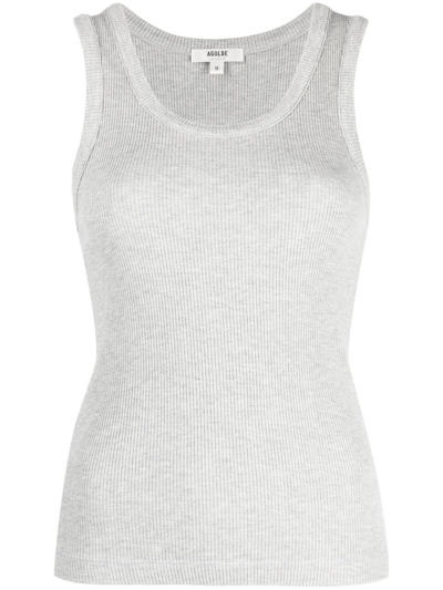 Shop Agolde Knitted Sleeveless Tank Top In Grey
