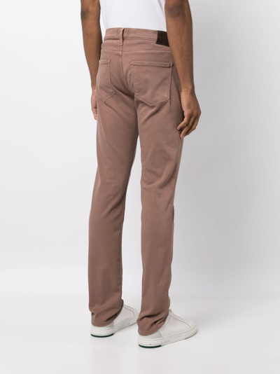 Shop Paige Mid-rise Regular Jeans In Brown