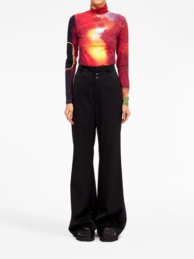 Mm6 Maison Margiela Long-length Flared Trousers In Black
