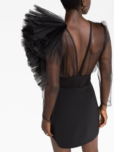 Shop Alchemy 3d-ruffles Sheer Body In Black