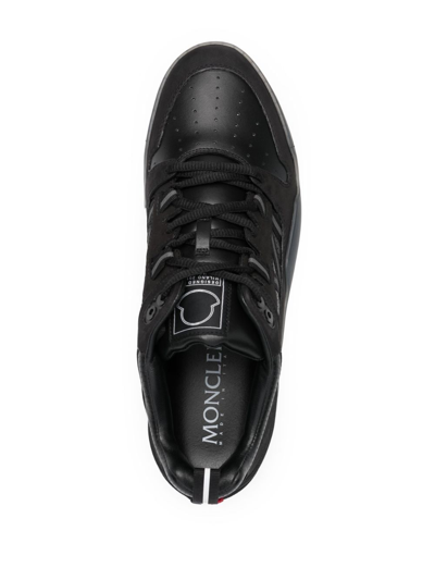 Shop Moncler Logo-patch Leather Sneakers In Black
