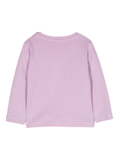 Shop Stella Mccartney Cartoon-print Long-sleeved T-shirt In Purple