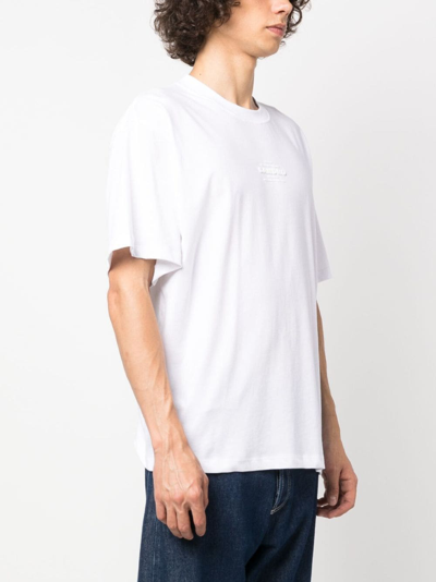 Shop Sandro Debossed-logo Cotton T-shirt In White