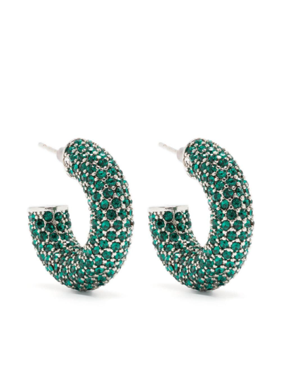 Shop Amina Muaddi Crystal-embellished Earrings In Silver