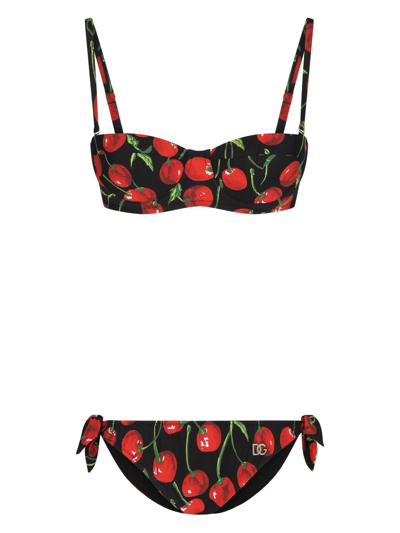 Shop Dolce & Gabbana Graphic-print Bikini Set In Black