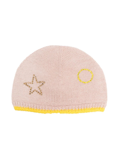 Shop Gensami Rhinestone-embellished Knitted Hat In Pink