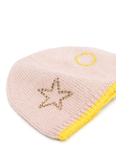 Shop Gensami Rhinestone-embellished Knitted Hat In Pink
