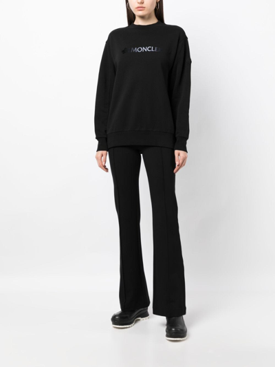 Shop Moncler Debossed-logo Cotton Sweatshirt In Black