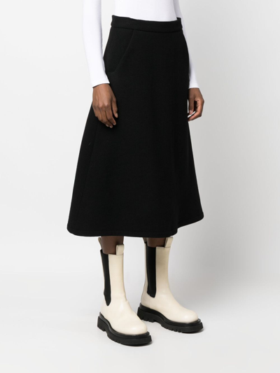 Shop Société Anonyme Embroidered-logo Midi Skirt In Black