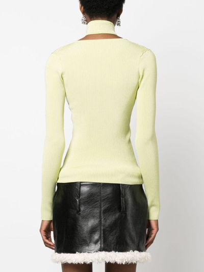 Shop Coperni Cut-out Ribbed-knit Jumper In Green