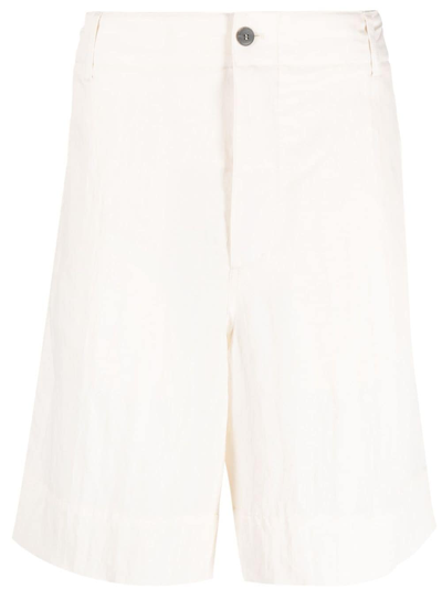 Shop Giorgio Armani Button-up Wide-leg Crinkled Shorts In Neutrals
