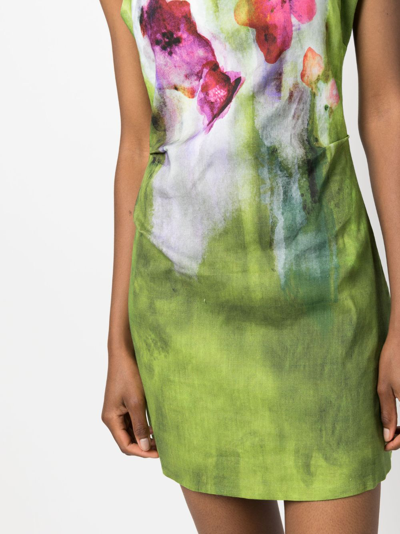 Shop Acne Studios Tie-dye Print Mini Dress In Green