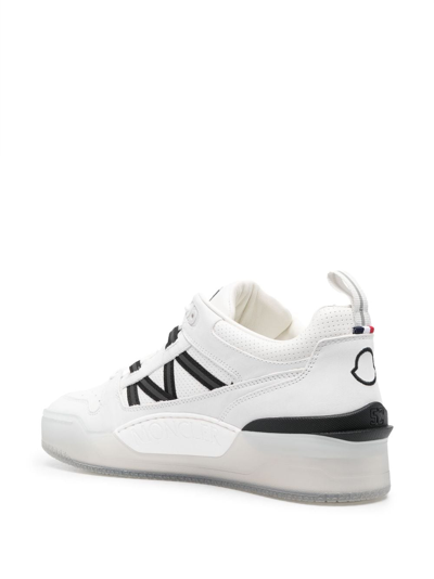 Shop Moncler Logo-patch Leather Sneakers In White