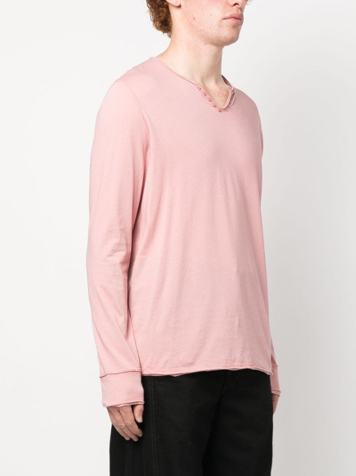 Shop Zadig & Voltaire Monastir Long-sleeve Cotton T-shirt In Pink